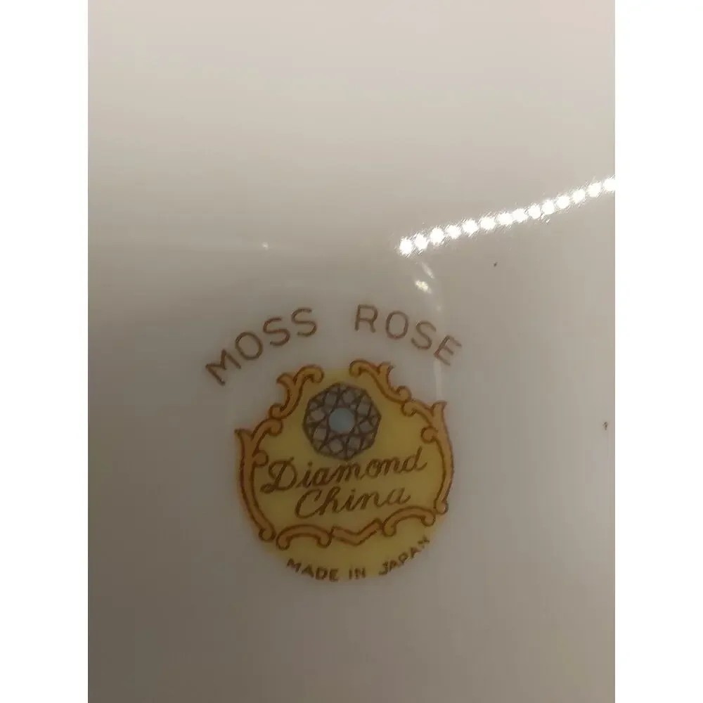 Vintage Diamond China Moss Rose 4 Pc Place Setting Tea Cup Saucer Plates Japan